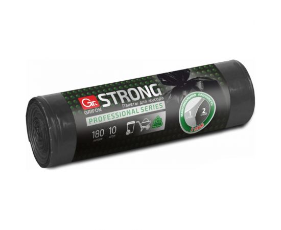 Пакеты для мусора двухслойные, 180 л, 10 шт в рулоне GRIFON 101-533 