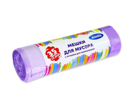 Мешки для мусора (15 шт; 35 л; HDPE; 16 мкм; с ручками) ANTELLA 24719 