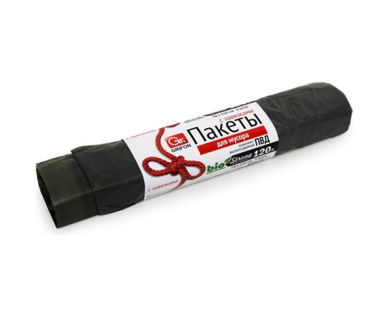 Пакеты для мусора с завязками 120 л, 5 шт в рулоне, 3 шт в упаковке GRIFON 101-018_3 