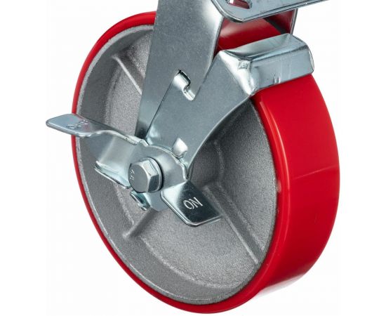 Колесо поворотное с боковым тормозом ( 200 мм; игольчатый подшипник; грузоподъемность 350 кг; чугун; полиуретан) СТЕЛЛА-ТЕХНИК N29200CPUB1 – изображение 7