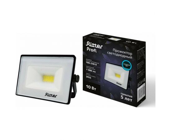 Светодиодный прожектор RITTER серия PROFI 230В 10 Вт 6500К 1000Лм IP65 черный 53405 5 
