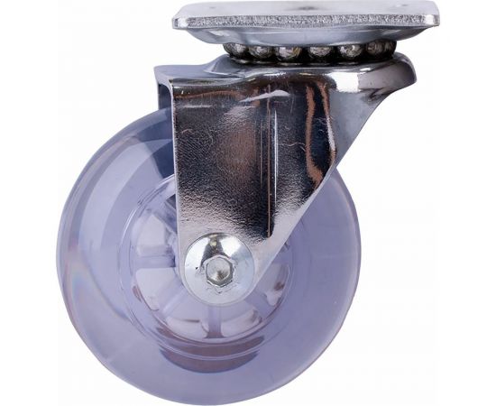 Опора колесная поворотная на площадке 50 мм, полиуретан/пластик прозрачный Стройбат 556110 