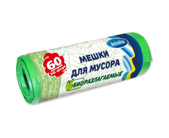Мешки для мусора 60 л, 20 шт, bio-HDPE, 7 мкм, биоразлагаемые ANTELLA 21374 