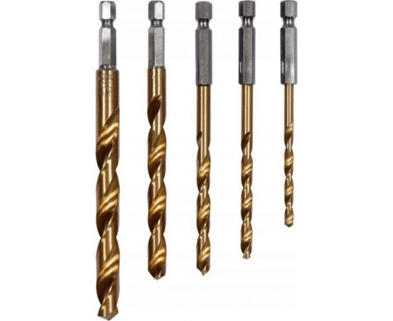 Набор сверл по металлу 5 предметов с хвостовиком 1/4"" 4,5,6,8,10 мм YATO YT-44700 