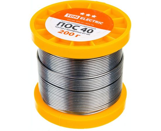 Припой ПОС 40 трубка с канифолью серия Алмаз (1 мм, 200 г, ГОСТ 21931-76, катушка) TDM SQ1025-0323 