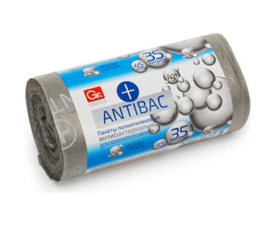 Пакеты для мусора антибактериальные 35 л, 45 шт в рулоне GRIFON 101-028 