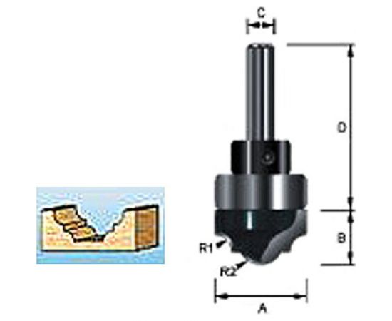 Фреза погружная с хвостовым подшипником (22х40х12,7 мм; хвостовик 8 мм) Makita D-11178 