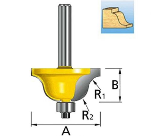 Фреза кромочная фасонная (34,9х16,6х32 мм; хвостовик 8 мм; 2 лезвия) Makita D-11558 