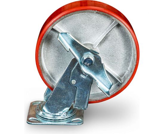 Колесо большегрузное поворотное SCpb 80 200 мм полиуретановое с тормозом (N) TOR 1024153 
