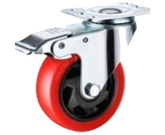 Колесо полипропиленовое поворотное с площадкой и тормозом 33075Sb (75 мм; 100 кг) А5 1005832 
