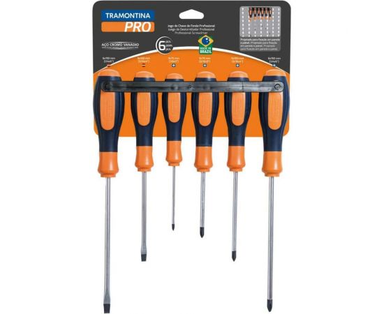 Набор отверток TRAMONTINA PRO 44128/406, намагниченные, 3 шлиц + 3 крестовые Б0056117 