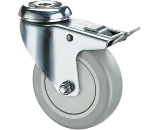 Опора колесная поворотная с тормозом (100 мм; 100 кг; резьба под болт M12) Longway TPRb 42 