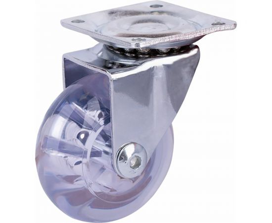 Опора колесная поворотная на площадке 50 мм, полиуретан/пластик прозрачный Стройбат 556110 – изображение 2