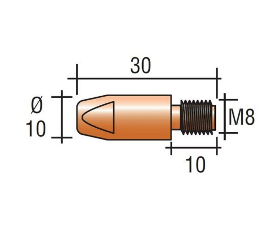 Наконечник токопроводящий Cu-E, М8x30 мм, 1.2 мм для горелок mig/mag энаргит Cu-E-M8X30X12 – изображение 2
