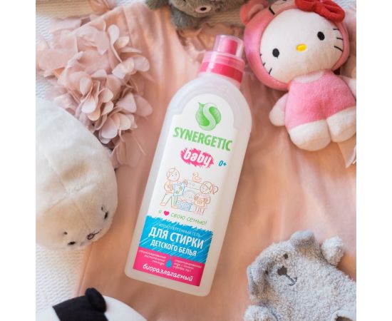 Средство для стирки SYNERGETIC ДЕТСКОЕ 1 л, универсальное, гипоаллергенное, гель-био 605564 109101 – изображение 3