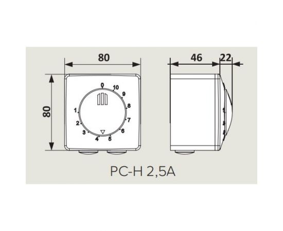 Регулятор скорости накладной монтаж, максимальный ток нагрузки 2,5 А ERA РС-Н 2,5А 87-628 – изображение 4
