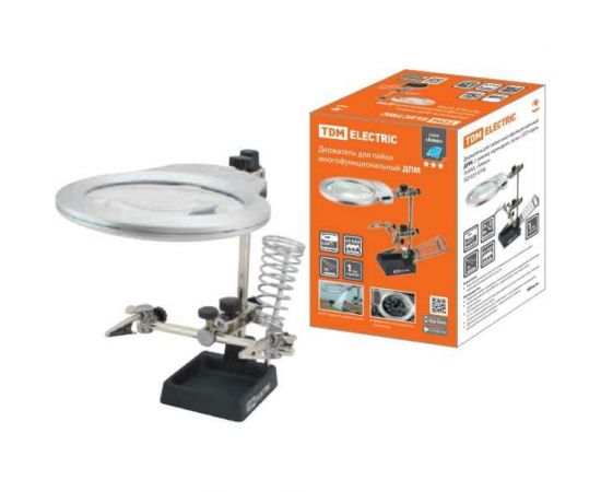 Держатель для пайки многофункциональный ДПМ Алмаз 2 зажима крокодил, лупа с LED подсветкой, 3хААА TDM SQ1025-0706 – изображение 6