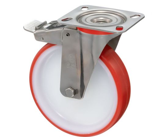 Колесо с вращающейся опорой NL, пластиной крепления и передним тормозом (150 мм; 220 кг) Tellure Rota 606604 – изображение 6