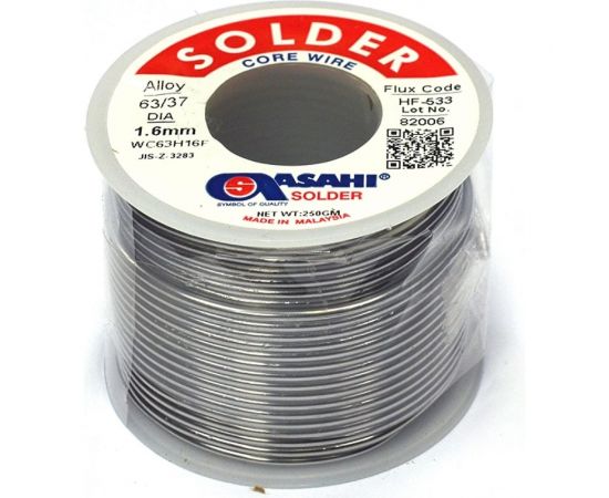 Припой (1.6 мм, 0.25 кг, Sn63/Pb37, HF533, флюс безотм. RMA) ASAHI 00-00001438 
