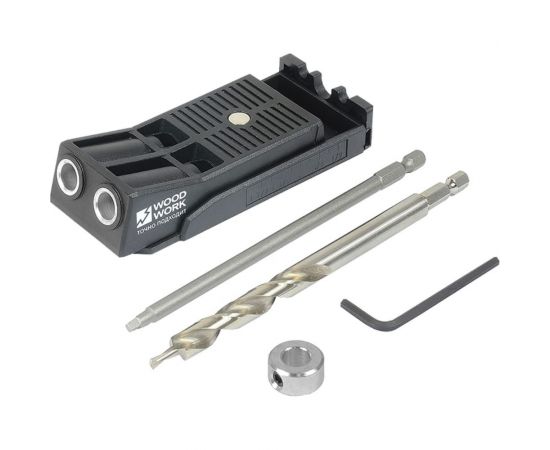 Кондуктор в систейнере на 2 гильзы для соединений под углом Pocket-Hole с набором из 50 саморезов WOODWORK PHJ-02 SET 