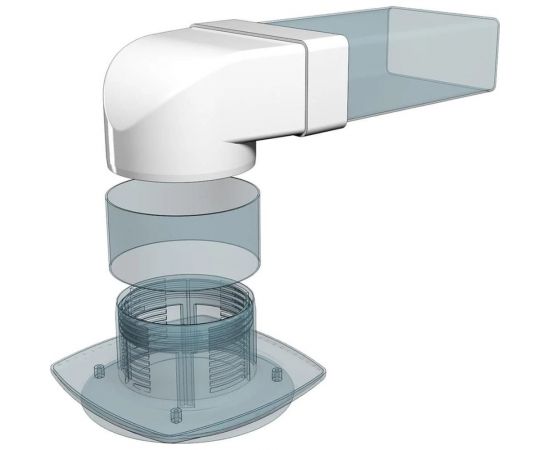 Соединитель 620СК15КП угловой 90 градусов плоского воздуховода с круглым (60x204 мм; 150 мм; пластик) ERA 90-06850 – изображение 2