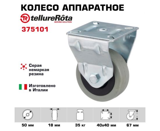 Колесо со стационарной опорой (50 мм; 35 кг) Tellure rota 375101 – изображение 2