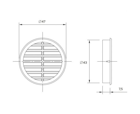 Решетка круглая вентиляционная (d=47 мм; слоновая кость) Volpato 2190-443-AV – изображение 4