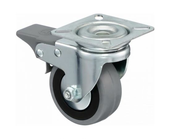 Колесо с вращающейся опорой, пластиной крепления и передним тормозом (80 мм; 55 кг) Tellure rota 378103 – изображение 5