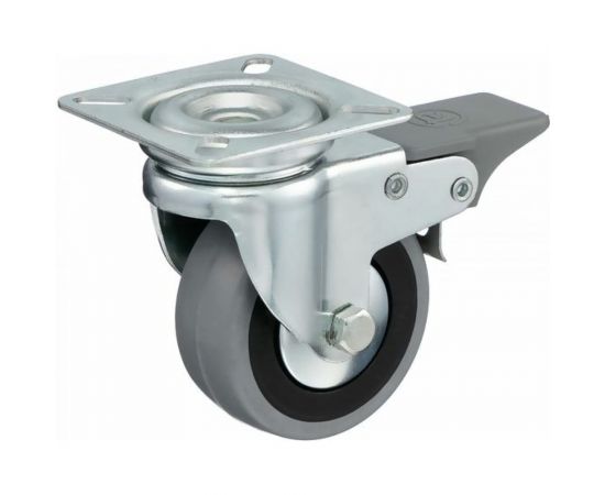 Колесо с вращающейся опорой, пластиной крепления и передним тормозом (80 мм; 55 кг) Tellure rota 378103 – изображение 7