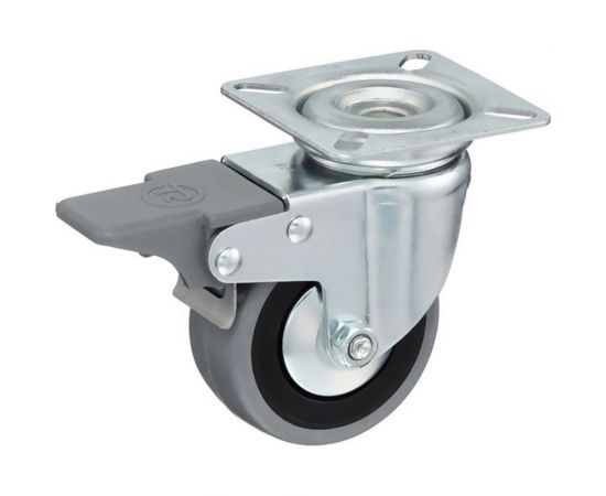 Колесо с вращающейся опорой, пластиной крепления и передним тормозом (80 мм; 55 кг) Tellure rota 378103 – изображение 9