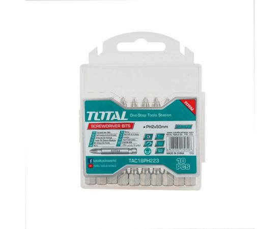 Набор бит (10 шт; PH2; 50 мм; сталь S2) TOTAL TAC16PH223 