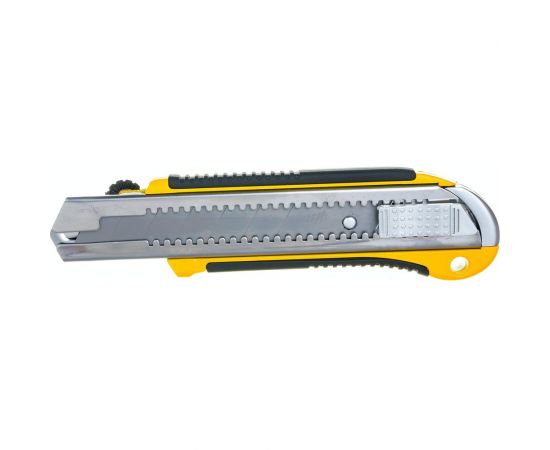 Нож ULTIMA 25 мм, выдвижное лезвие, усиленный, металл, обрезиненная ручка 119030 