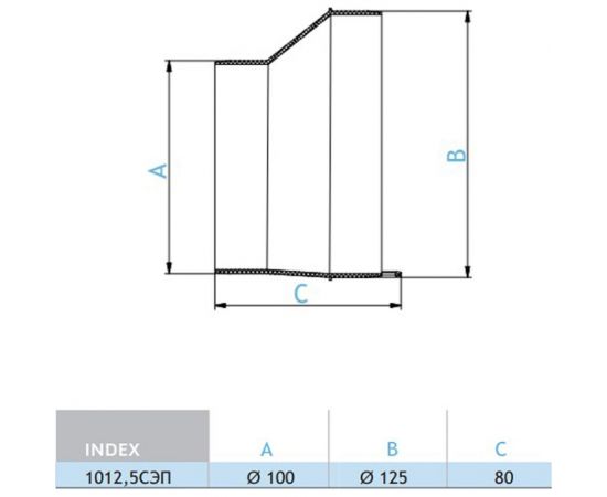 Соединитель круглых воздуховодов эксцентриковый D100/125 мм ВИЕНТО В1012,5СЭП – изображение 2