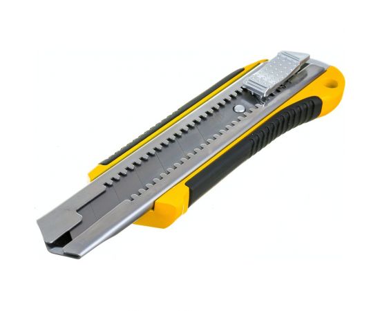 Нож ULTIMA 25 мм, выдвижное лезвие, усиленный, металл, обрезиненная ручка 119030 – изображение 2