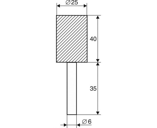 Шарошка абразивная цилиндр 25x40 мм, К60, хв-к 6 мм Энкор 21654 – изображение 2
