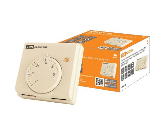 Термостат механический открытого монтажа НТ-1 (индикатор; вкл/выкл; 10 А; 230 В; сл. кость) TDM SQ2503-0010 – изображение 2