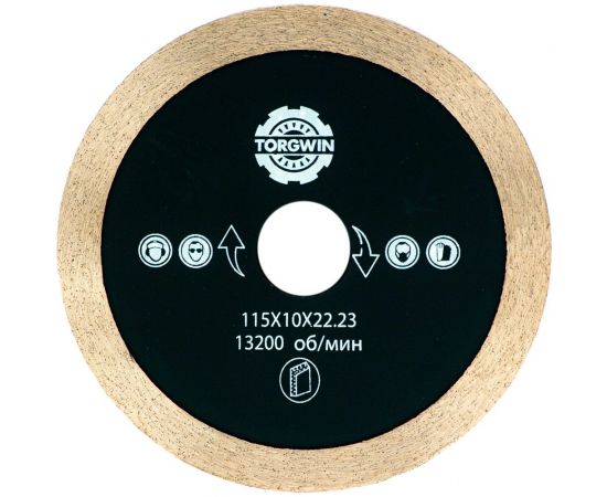 Алмазный диск тонкий со сплошной кромкой для керамогранита 115х1.2х10х22.23 мм TORGWIN 106AG-TG11522TKL 