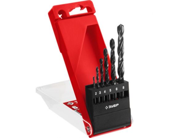 Набор сверл по металлу ЗУБР Мастер быстрорежущая сталь Р4М2, класс В, 6 шт, 2-8 мм 29605-H6 