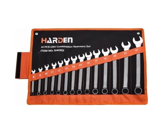 Набор комбинированных ключей HARDEN CRV, 8-24 мм, 14 предметов 540101 