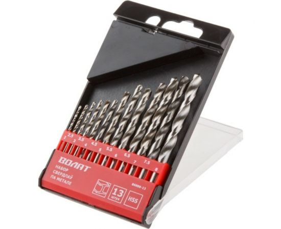 Набор сверл по металлу 13 шт, 2-8 мм ВОЛАТ 86000-13 