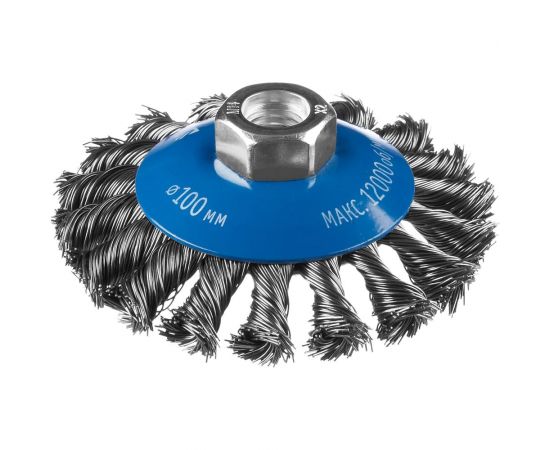 Щетка коническая (100 мм; М14; плетеные пучки стальной проволоки 0.5 мм) для УШМ 35269-100_z02 