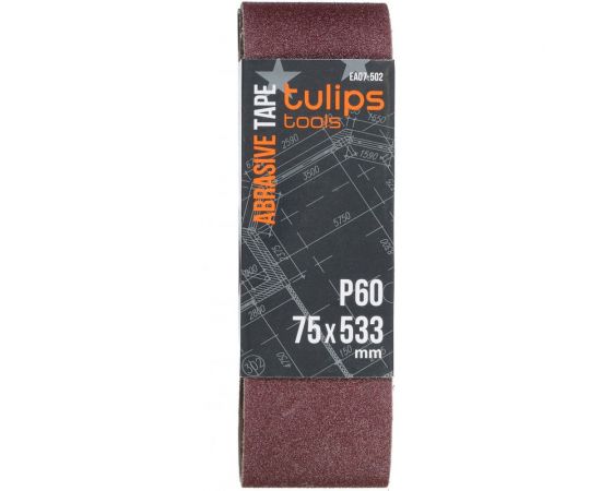 Лента шлифовальная (3 шт; 75х533 мм; P60) Tulips tools EA07-502 