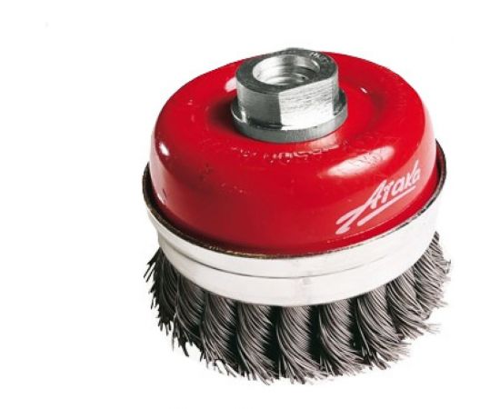 Щётка чашеобразная с кольцом, витая стальная проволока №015 (120 мм; М14) для УШМ АТАКА 2067360 