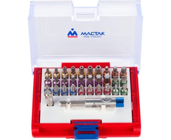 Набор вставок бит 1/4, TORX, HEX, PZ, PH, SLOT, 32 предмета МАСТАК 058-10032C – изображение 2