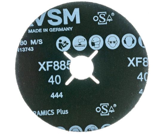 Керамический фибровый диск со шлицами XF885 (50 шт, 125х22 мм, P40) VSM 004836 – изображение 2