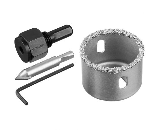 Коронка-чашка в сборе с державкой и сверлом ЗУБР Профессионал 38х25 мм, карбид-вольфрамовая крошка 33360-038_z01 – изображение 3