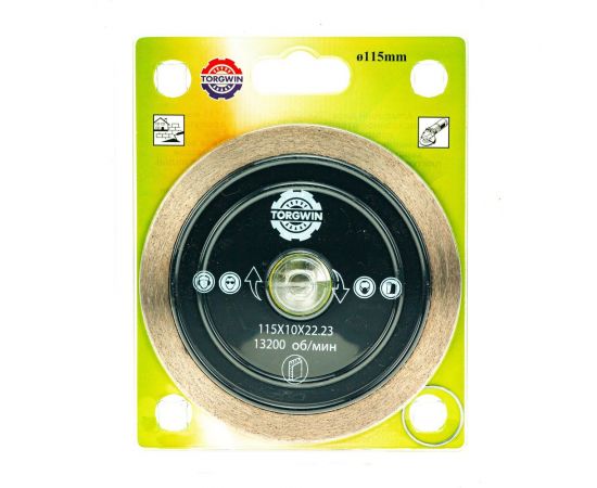 Алмазный диск тонкий со сплошной кромкой для керамогранита 115х1.2х10х22.23 мм TORGWIN 106AG-TG11522TKL – изображение 3