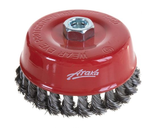 Щётка чашеобразная, витая стальная проволока №163 (120 мм; М14) для УШМ АТАКА 34727 – изображение 3