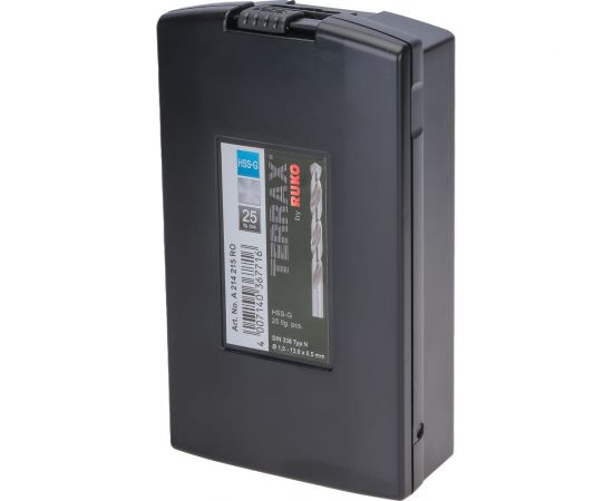 Набор сверл по металлу 25 шт, 1-13 мм, HSS-G Terrax by RUKO A214215RO – изображение 4