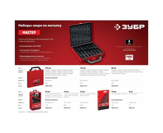 Набор сверл по металлу ЗУБР Мастер быстрорежущая сталь Р4М2, класс В, 6 шт, 2-8 мм 29605-H6 – изображение 4